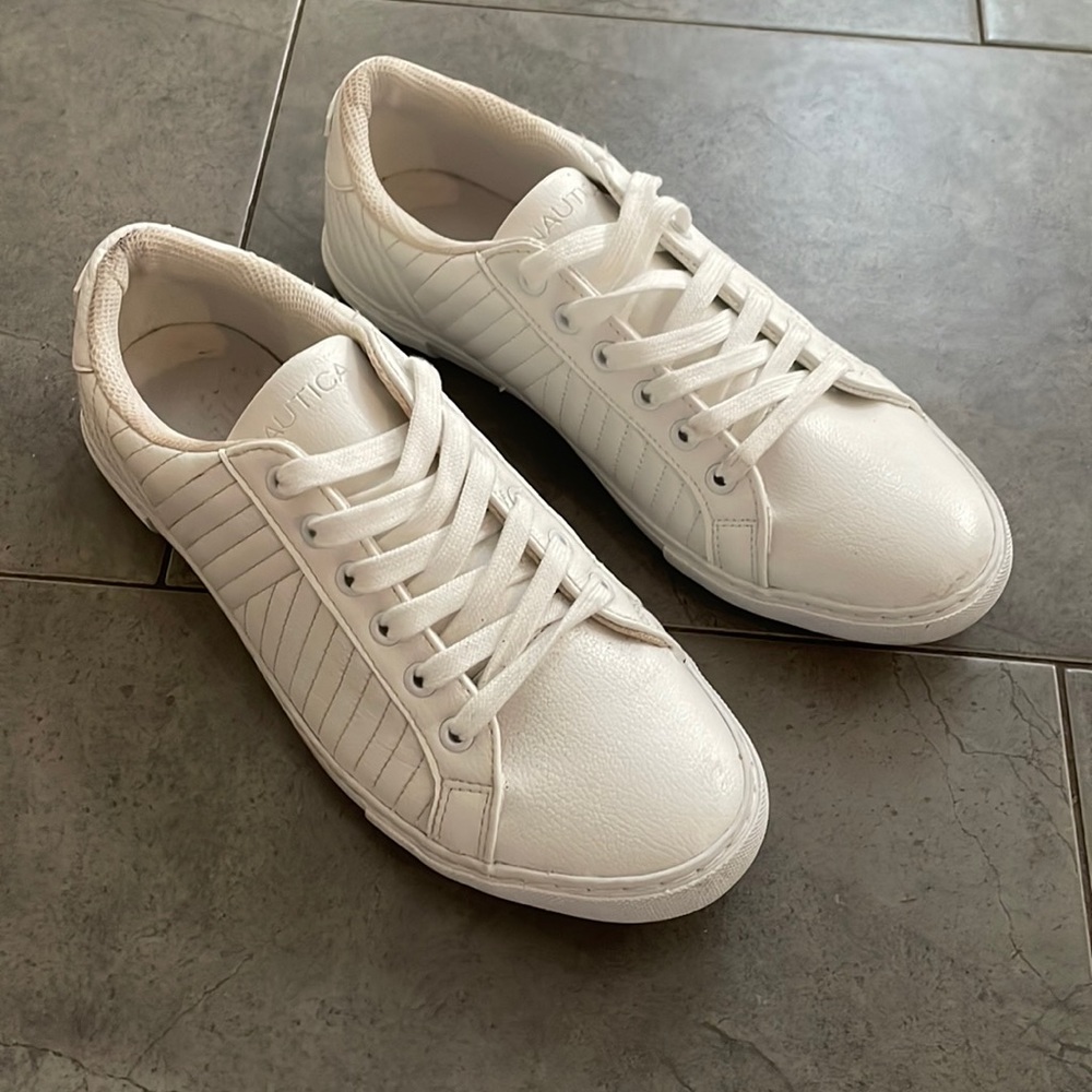 Nautica Jamila sneakers trainers size 10 white faux leather